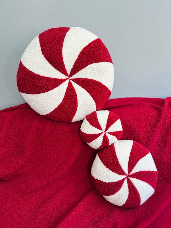 Oreiller De Noël Costco Super Doux - Motif Bonbon Menthe Poivrée - Tissu Coton/polyester - Neuf