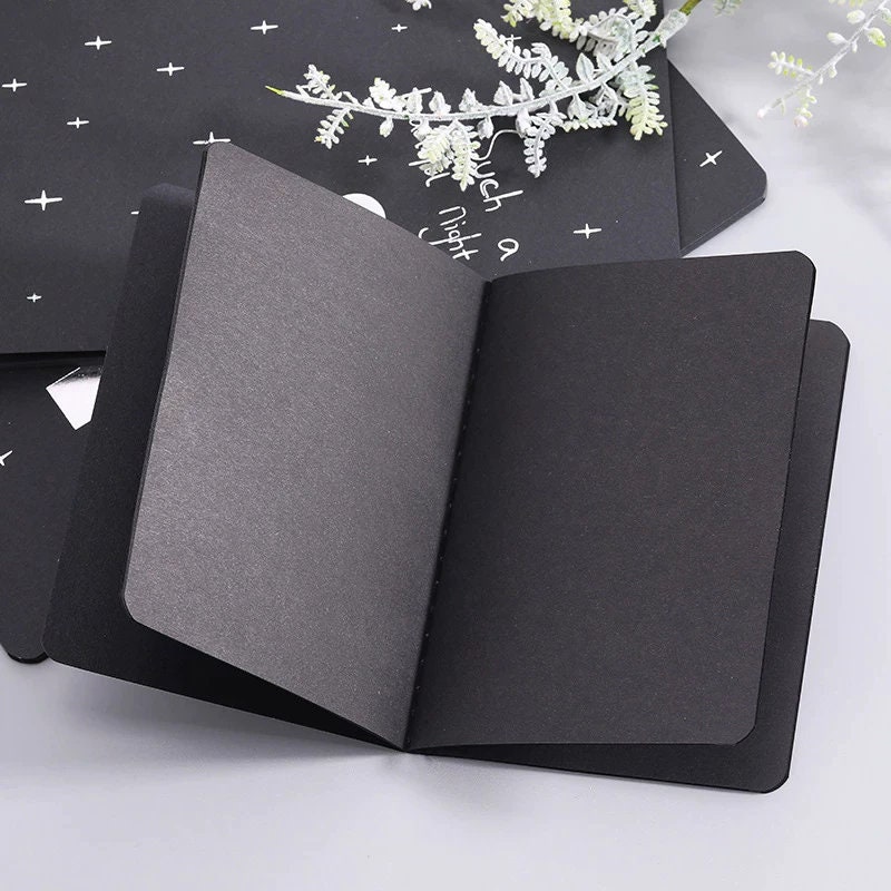 Small Sketchbook With Black Pages, TN or Cahier Insert Refill With Black  Drawing Paper Pocket Black Booklet for White Drawing Creative Gift 