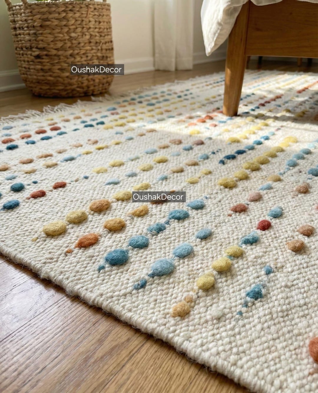 Conveti Rug Hand Knotted Wool Confetti Rug | Multicolor Dotted Durrie - Etsy