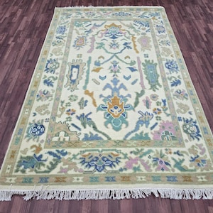 Floral Oushak style Hand Knotted Rug 4x6, 5x8, 6x9, 8x10, 9x12, 10x14 ft Handmade Rugs for Living Room, Bedroom- Antique By New Design Rugs