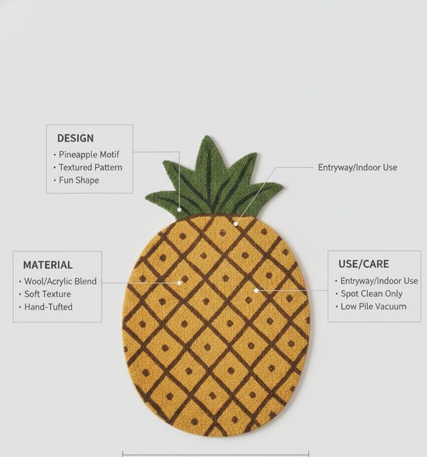 Pineapple Rug Wool Hand-tufted Wool Pineapple Rug, Tropical Decor - Etsy