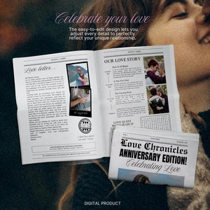 Printable Canva Template, Couple Anniversary Newspaper, Anniversary Gift for Him and Her, Gifts for Boyfriend Girlfriend, Newspaper Template