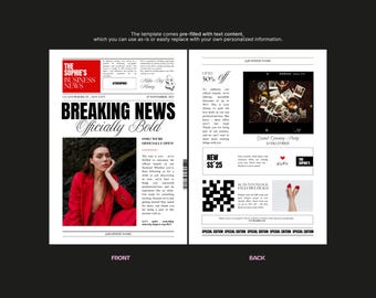編集可能なビジネス新聞テンプレート - Canvaマーケティングフライヤー - カスタマイズ可能なブランドマガジンデザイン - プロフェッショナルな写真撮影レイアウト