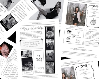 Customizable Birthday Newspaper Template, Unique Gift (Canva, Printable)