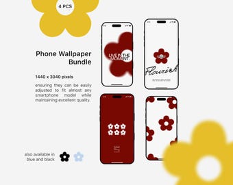 Flower iPhone Wallpaper Bundle, Aesthetic Quote Backgrounds (Digital Download)