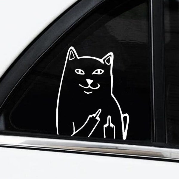 Dedo medio CAT, DIVERTIDO, Etiqueta engomada de la calcomanía, Etiqueta engomada del vinilo, Ventana del automóvil, Parachoques del automóvil, MacBook, Botella de agua