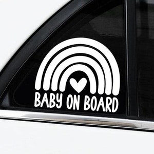 Naklejka wycinana Boho Rainbow Baby on Board z winylu