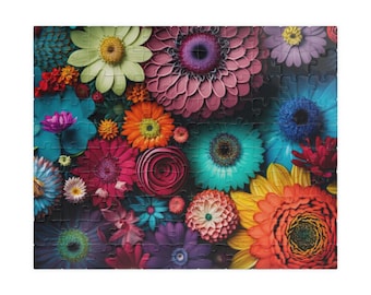 Floral Jigsaw Puzzle, Colorful Flower Art Puzzle, Fun Family Activity
