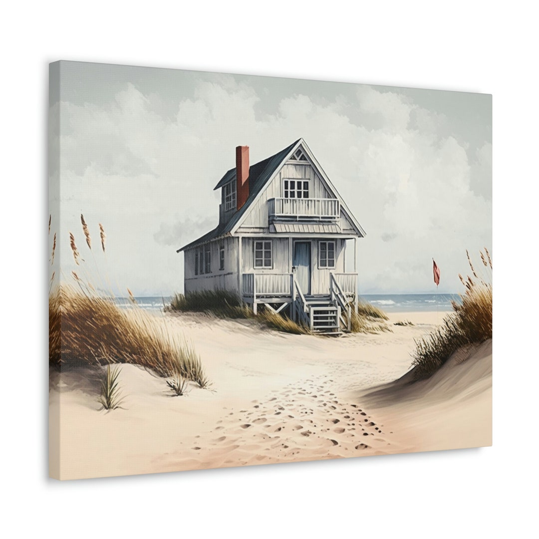 Beach House Canvas Print, Landscape Canvas Print, Canvas Print, Landscape Art Print, Landscape