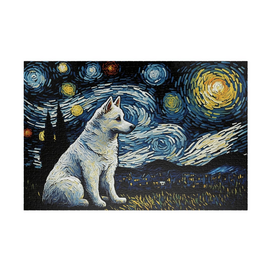 Samoyed Dog Puzzle | Starry Night Art, 500 Piece - Etsy