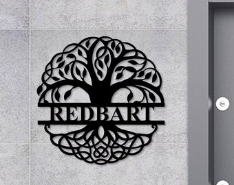 Custom Tree of Life Metal Name Sign - Personalized Family Wall Decor