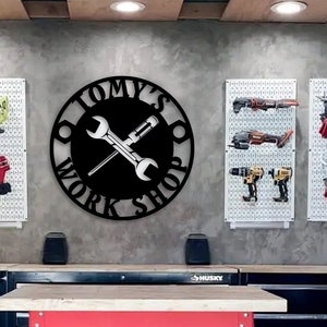 Letrero metálico personalizado para taller: Letrero personalizado con el nombre del taller
