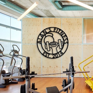 Personalized  Metal Gym Sign, Custom Metal Fitness Center Name Sign, Gym Room Metal Family Name Sign, Valentines Day Gift, Christmas Gift