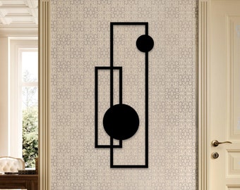 Geometric Metal Wall Art: Minimalist Line Design, Modern Decor