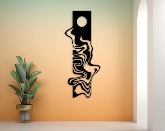 Moonlight Metal Wall Art: Abstract Geometric Decor