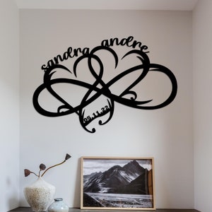 Custom Double Hearth Metal Sign, Personalized Infinity Sign For Love, Custom Wending Metal Sign, Unique Birthday Gift, Valentines Day Gift