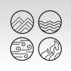 Four Elements Metal Wall Art: Yoga Room Decor, Unique Metal Sign