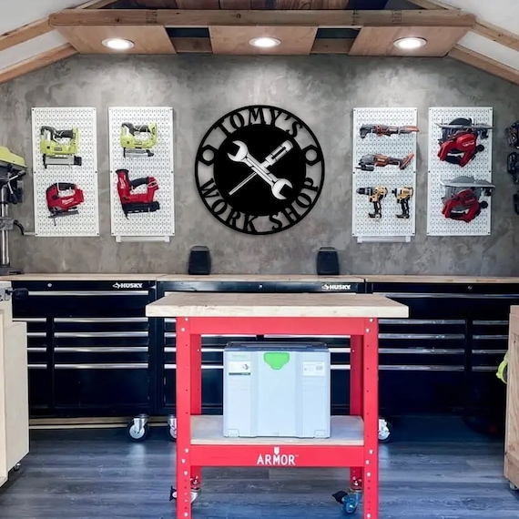 Custom Metal Workshop Sign: Personalized Garage Name Sign