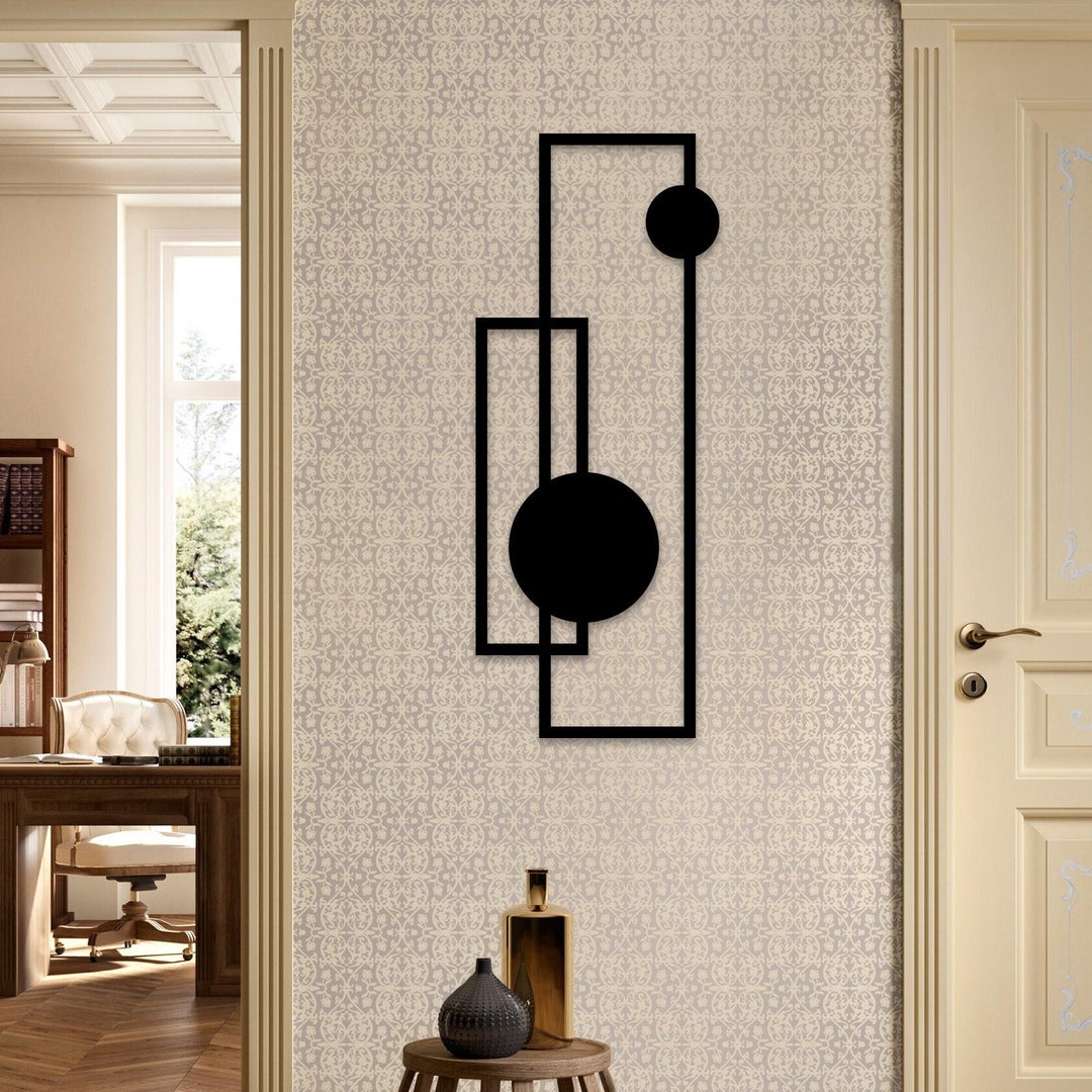 Geometric Metal Wall Art: Minimalist Line Design, Modern Decor - Etsy