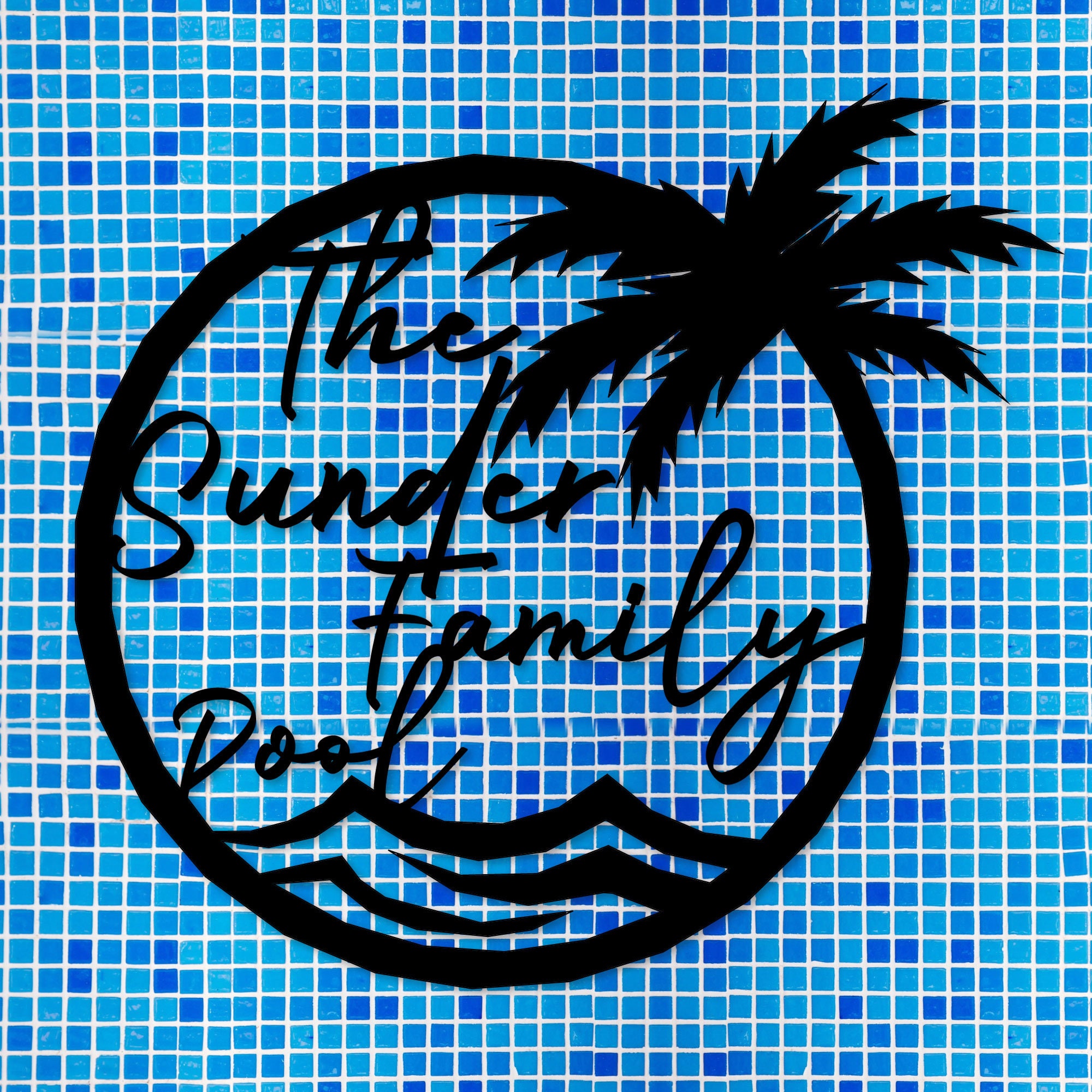 Personalized Pool House Metal Sign: Custom Family Name Palm Decor - Etsy