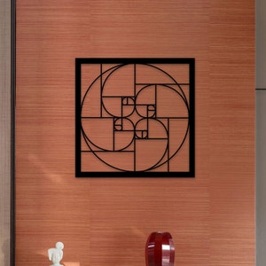 Golden Ratio Metal Wall Art, Fibonacci Unique Metal Wall Decor, Unique Birthday Gift, Office Metal Wall Art, Christmas Gift, Housewarming