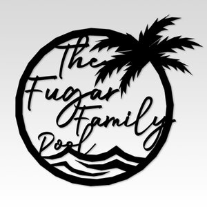 Personalized Pool Metal Sign - Custom Family Name Palm Decor - Etsy