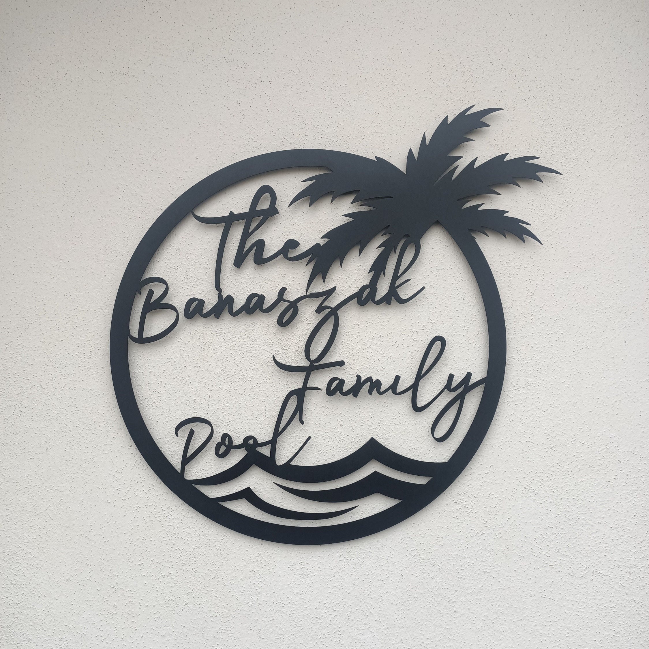 Personalized Pool Metal Sign - Custom Family Name Palm Decor - Etsy