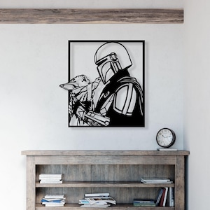 Mandolarian Grogu Metal Wall Art, Unique Birthday Gift, Star Wars Lovers Metal Wall Art,  Iconic Metal Decor, Gift for Her, Game Room Decor