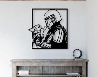 Mandolarian Grogu Metal Wall Art, Unique Birthday Gift, Star Wars Lovers Metal Wall Art,  Iconic Metal Decor, Gift for Her, Game Room Decor