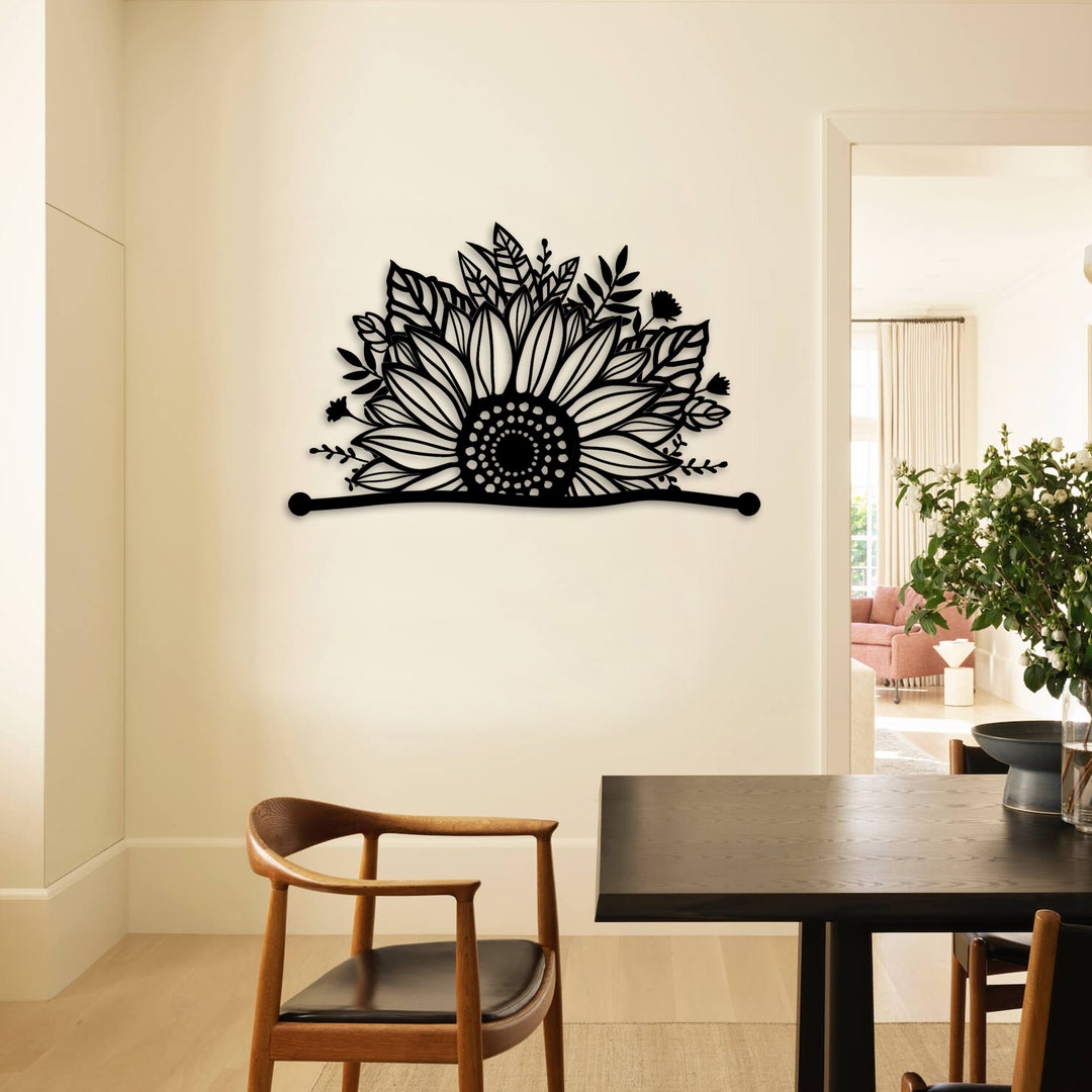 Sunflower Metal Wall Art Flower Wall Art Modern Home Wall Etsy