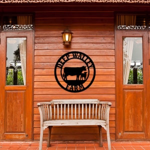Personalized Cow Farm House Name Sign, Custom Metal Cow Ranch Name Sign, Unique Birthday Gift, Porch Metal Wall Art, Christmas Gift