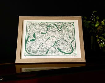 Still Life with Teapot - Lino Print