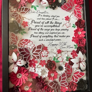 Personalized Flower and Butterfly Shadow Box Display Wall Decor for Birthday Mothers Day Christmas Gift Kids Baby Shower Nursery Frame