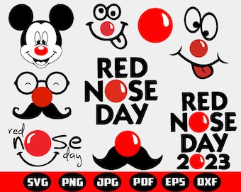 Red Nose Day ,Mickeyy SVG, PNG, DXF Bundle - cut file - digital download - Cricut friendly - cutting machine for printing or vinyl cutting