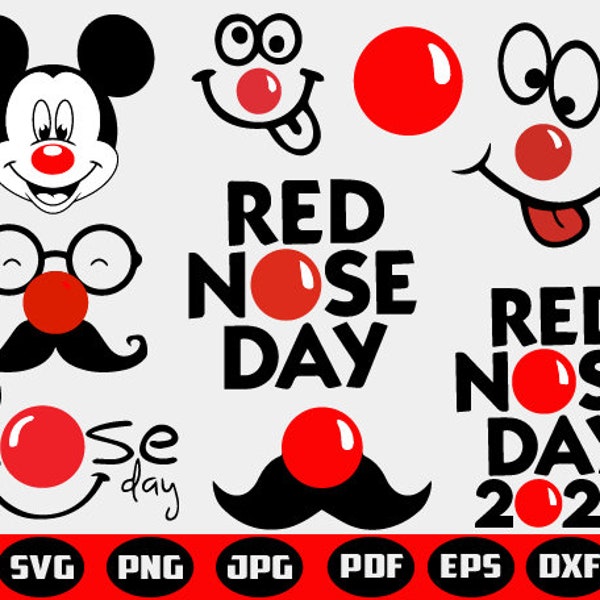 Red Nose Day ,Mickeyy SVG, PNG, DXF Bundle - cut file - digital download - Cricut friendly - cutting machine for printing or vinyl cutting