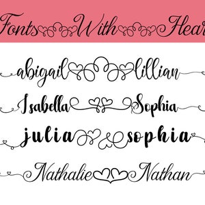 Schriftarten mit Herzen Bundle, Hochzeitsschriftarten Bundle, kursive Schriftarten Herz Bundle, kursive Schriftarten svg, handgeschriebene Schriften, Cricut Schriftarten svg, Cricut Schriftarten