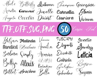 The Ultimate 50 Fonts Font Bundle,  Canva Font, Script Font, Fonts, Digital Fonts, Procreate Fonts,Cricut Font, SVG Font, Commercial