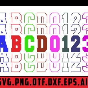 Mirror Font SVG, collegiate font, varsity letters svg, Stacked Letters, mirror font, stacked font svg, baseball font svg, Silhouette Vector