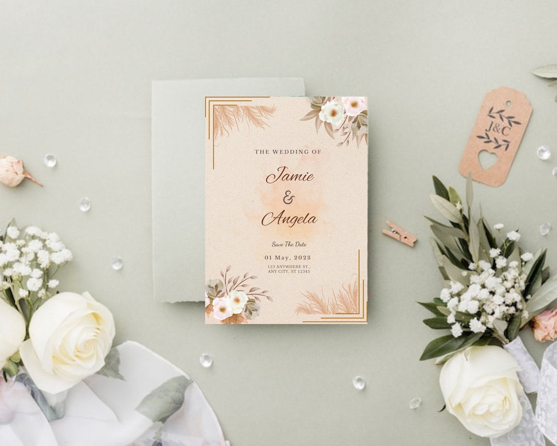 Printable Wedding Card Editable Wedding Card Greeting Card Digital