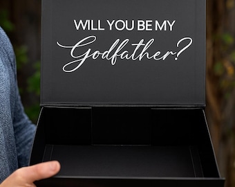 Godfather Luxury Gift Box|Magnetic Gift Box|God father Godparents gift box||Personalised Name Box|Birthday Box|will you be my godfather