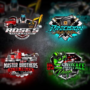 Custom Logo Design, Professional Graphic Designer, Trucking Logo, Auto Detailing Car Logo, Business Washing Company Logos, Lawn Care Logo