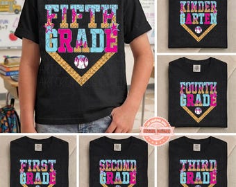 Back to School PNG Bundle, Drip Ice Cream Baseball School Shirt Sublimation Design, Kindergarten to 5th Grade