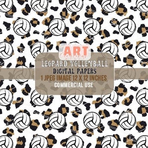 Leopard Volleyball Digital Paper | Cheetah Print Volleyball Texture design | Volleyball Sports Background | Fabric Printing JPG