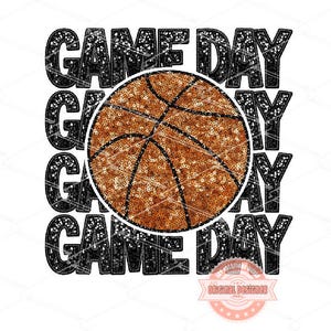 Game Day Sequin Basketball PNG: Glitter Embroidery Design (Digital Download)