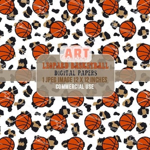 Leopard Basketball Digital Paper | Cheetah Print Basketball Texture design | Basketball Sports Background | Fabric Printing JPG
