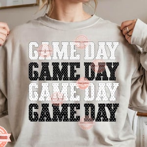 Game Day Polka Dots Stacked PNG, Trendy Baseball Sublimation Shirt Design (Digital Download)