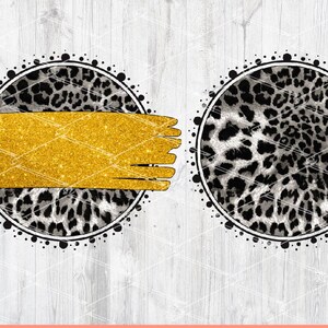 Leopard Print PNG Sublimation Design: Gold Brush Stroke Frames (Digital Download)