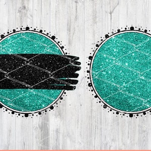Glitter Turkos Cirkel PNG: Sublimeringsdesign med Ramar (Digital Nedladdning)