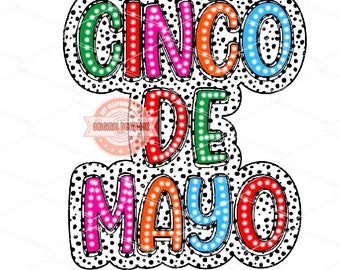 Cinco De Mayo Dalmatian Dots PNG: Mexican Fiesta Shirt Design (Digital Download)