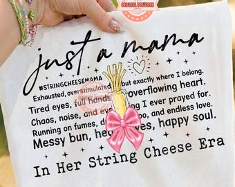 String Cheese Mama PNG, Funny Mom Life Shirt Design (Digital Download)